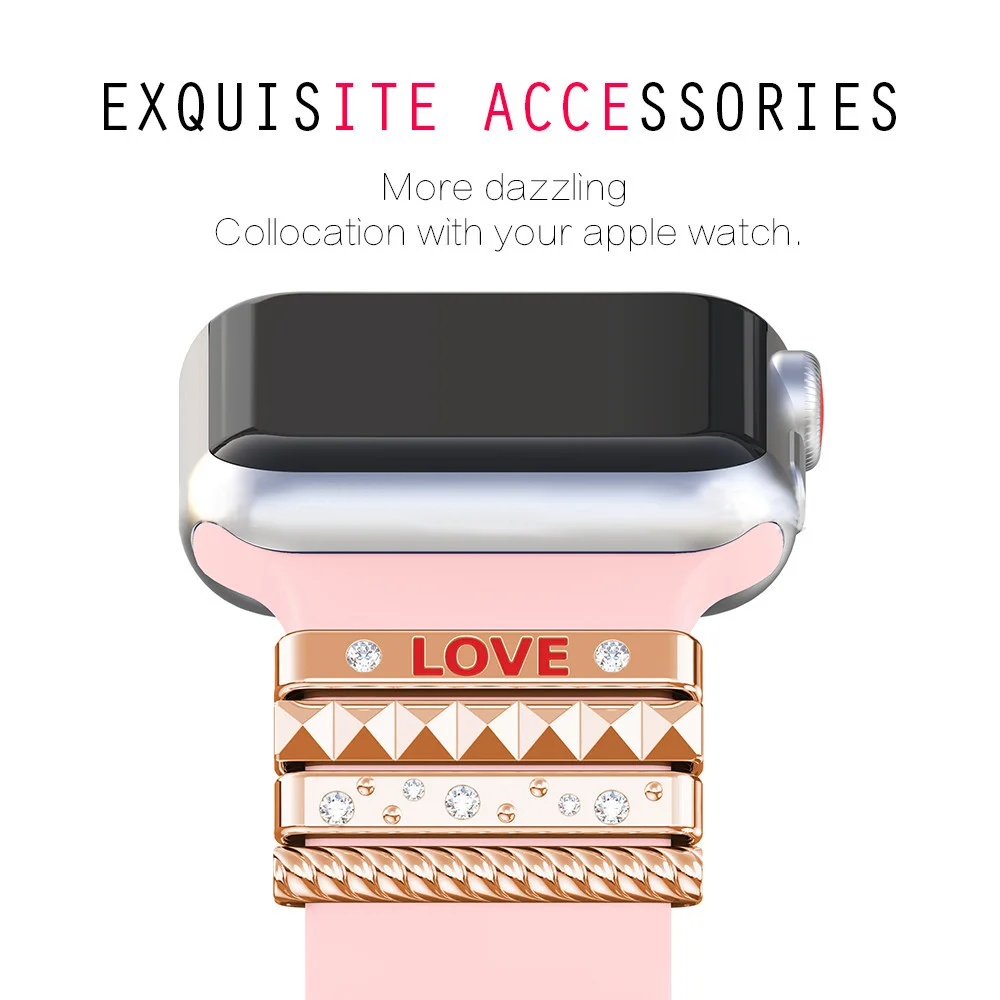 Decorative Ring For Apple Watch Silicon Band,For Apple Watch Silicon Strap Luxury Jewelry