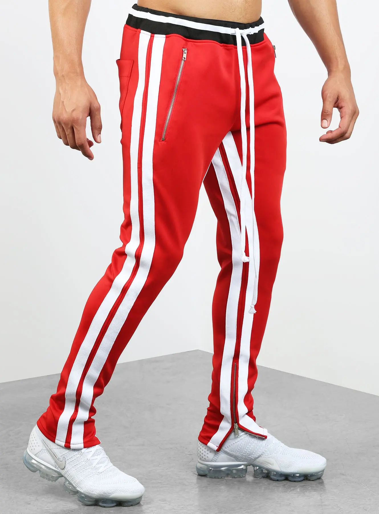 men's track jeans with stripe