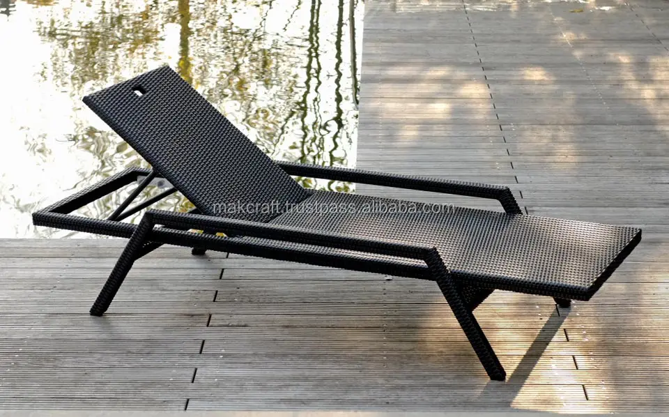 Tumbona De Mimbre De Resina Para Exteriores,Tumbona De Jardín De Resina