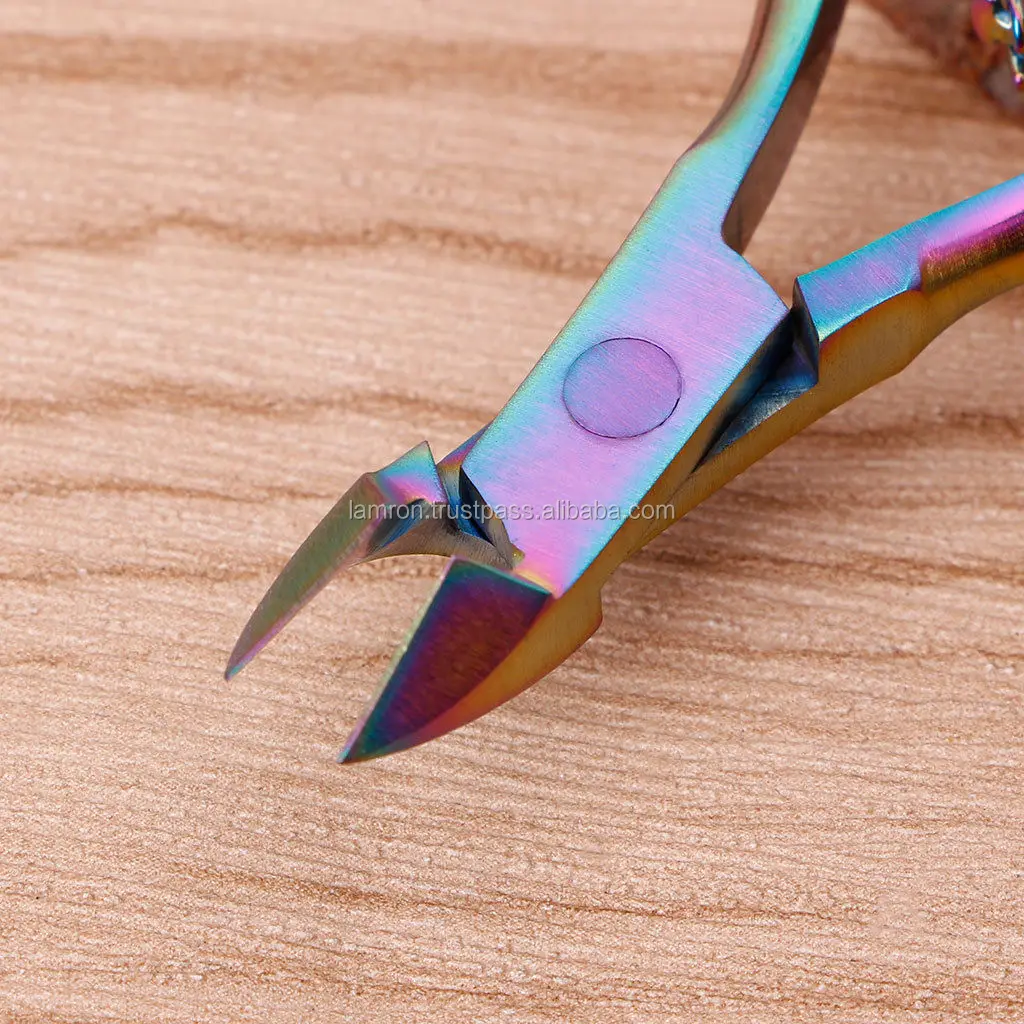 Professional Nail Nippers Rainbow Color Titanium Coating Sharp Edge