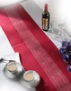 Hand Block Printed Geometric Laminated Large Square Jute Wedding Decor Table Runner