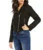 Hand Made Women Black Real Suede Leather Jacket Silver Small Studs Front Zipper