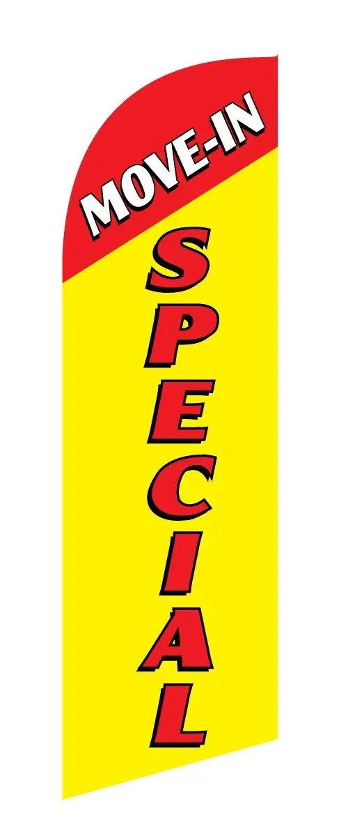 6.5ft Real Estate MOVE-IN MOVE IN SPECIAL Feather Banner Flag Managers Special - INCLUDES CARRY BAG, 8ft POLE KIT, and HARDWARE - LIMITED TIME OFFER
