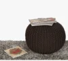 Brown Macrame Round Cotton Knitted Pouffe Ball Cushion Seat Foot Stool