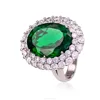 14K French & Art Deco Model White Gold Ring With Green Crystal Gemstone 13.02 Carat And Natural Diamonds 6.05 Carat