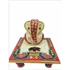 Exclusive Indian Marvellous Marble Ganesha Idol with Peacock design Chowki puja articles Best For Home Decor and Gift