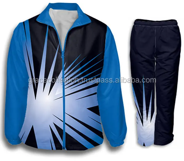Black Blue Color Contrast Casual Full Sublimation Jogging Tracksuit