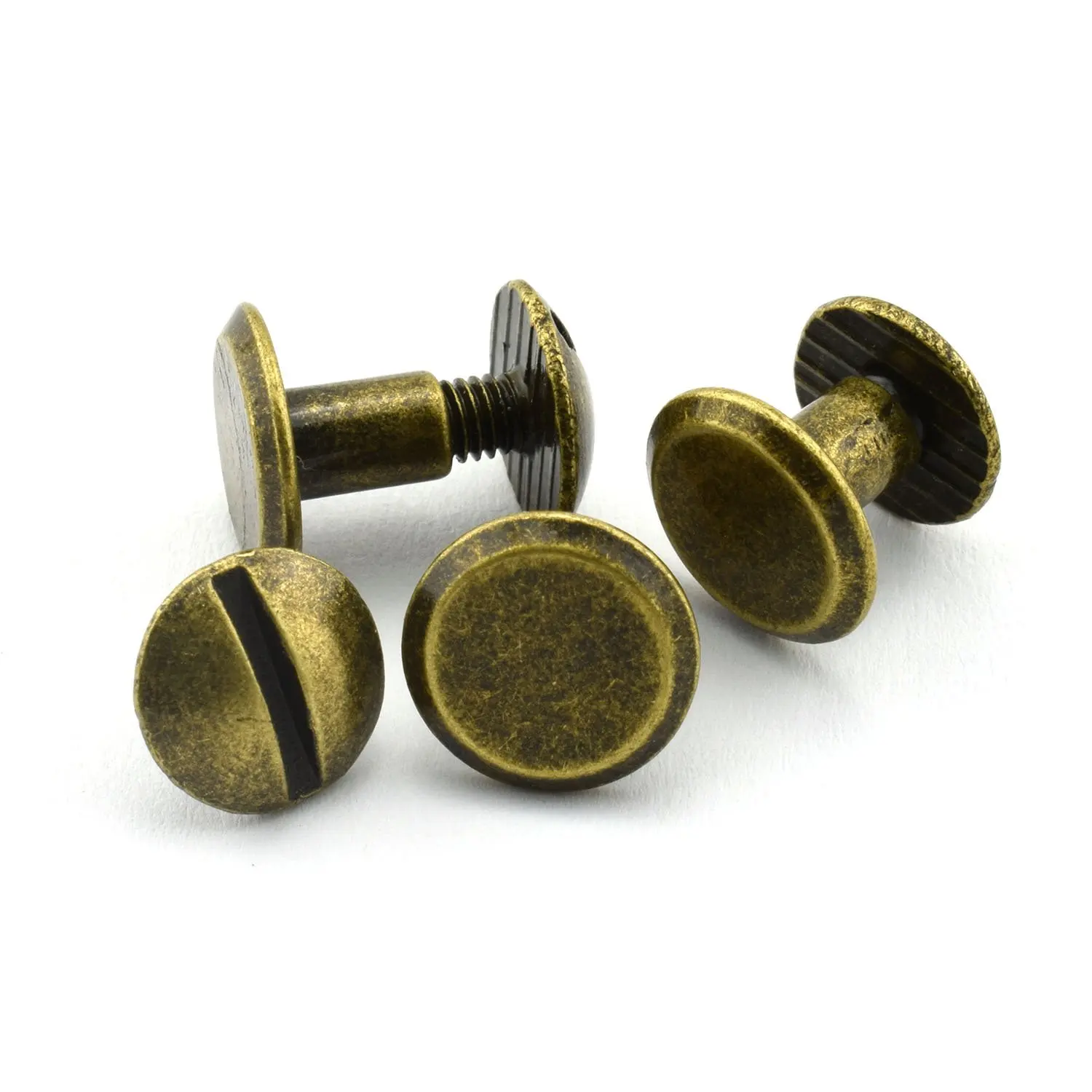 20 Pack Anti-Brass Chicago Screws Solid Brass Nail Rivet Chicago Button For DIY Leather Decoration Round Head Stud Screw Anti-Brass