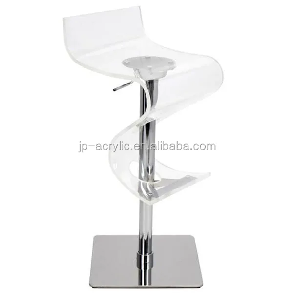 Footrest Clear Acrylic High Back And Chrome Adjustable Bar Stools Buy Acrylic Bar Stools