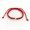 Simple Handmade Red Rope Braided Macrame Girl Bracelets Stainless steel Round Circle Bracelet