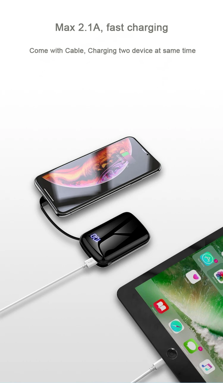 Power Bank Mini 10000mAh USB 2.1A Output Compact External Battery Portable Charger for Mobile Phone - ANKUX.COM