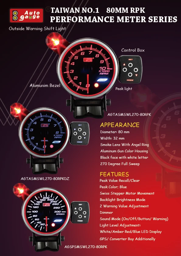 Universal Electrical 80mm Speedometer with LED Display, View auto gauge