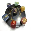 Pentagram Grid Disc with Chakra Sanskrit Tumble Agate Plate