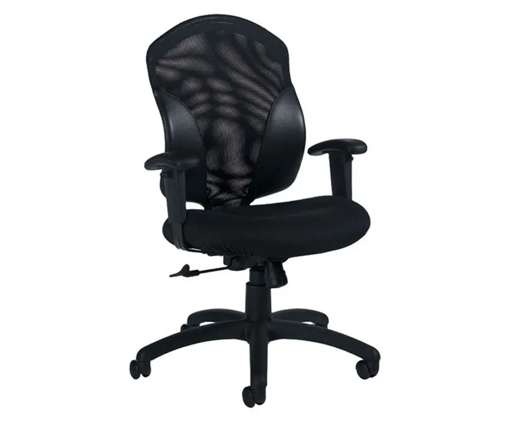 Tye Mesh and Fabric Mid-Back Ergonomic Chair Dimensions: 25"W x 26"D x 41"H Black Mesh Back/Black Fabric Seat