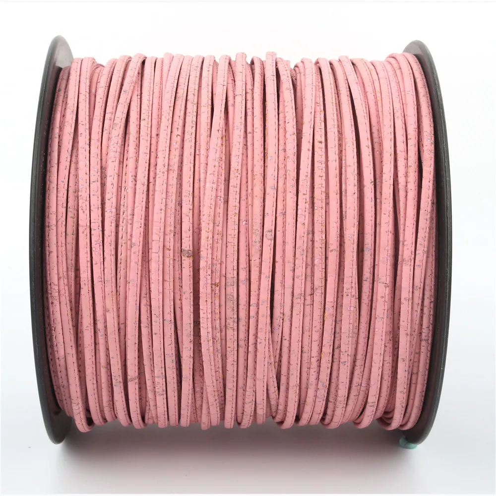 Pink cork cord Natural cork 5mm flat Portuguese cork wholesale jewelry supplies /Findings Cor-166