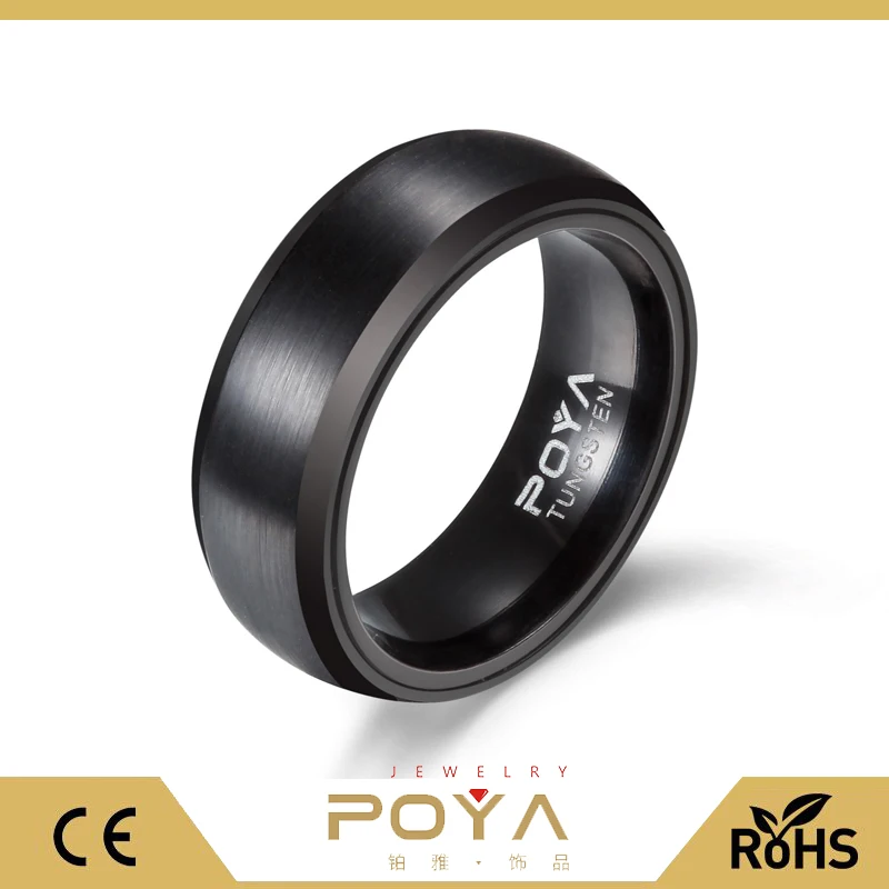 Poya 8mm Black Tungsten Carbide Ring Inset Anodized Aluminum Poya 8mm Black Tungsten Carbide Ring Inset Anodized Aluminum Wedding Band Exotic Bands