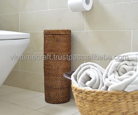 Bathroom Accessories Made From Rattan Toilet Roll Holder Brown Bathroom Accessories Made From Rattan Toilet Roll Holder Brown Colorful Set