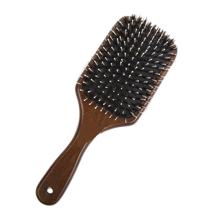 Hot Sale Family Or Travel Wood Paddle Square Hair Brush With Mixed ...