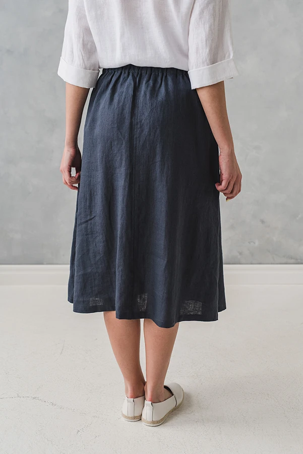 Natural Linen Lady Skirt / Linen Skirt With Buttons - Buy Linen Skirt ...