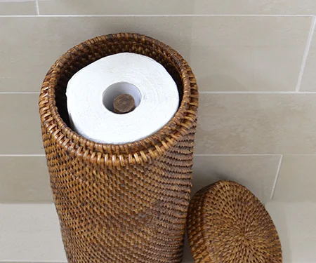 wicker basket toilet roll holder