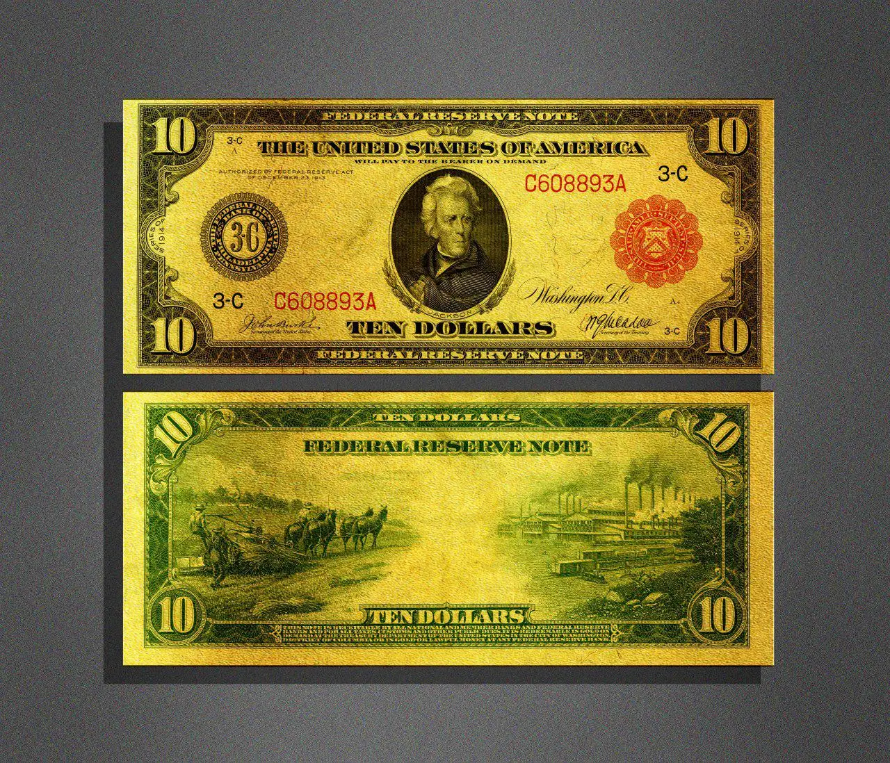 US $100 Banknotes USD 24k Gold Foil Paper Money Dollars-A 10 Ten 
