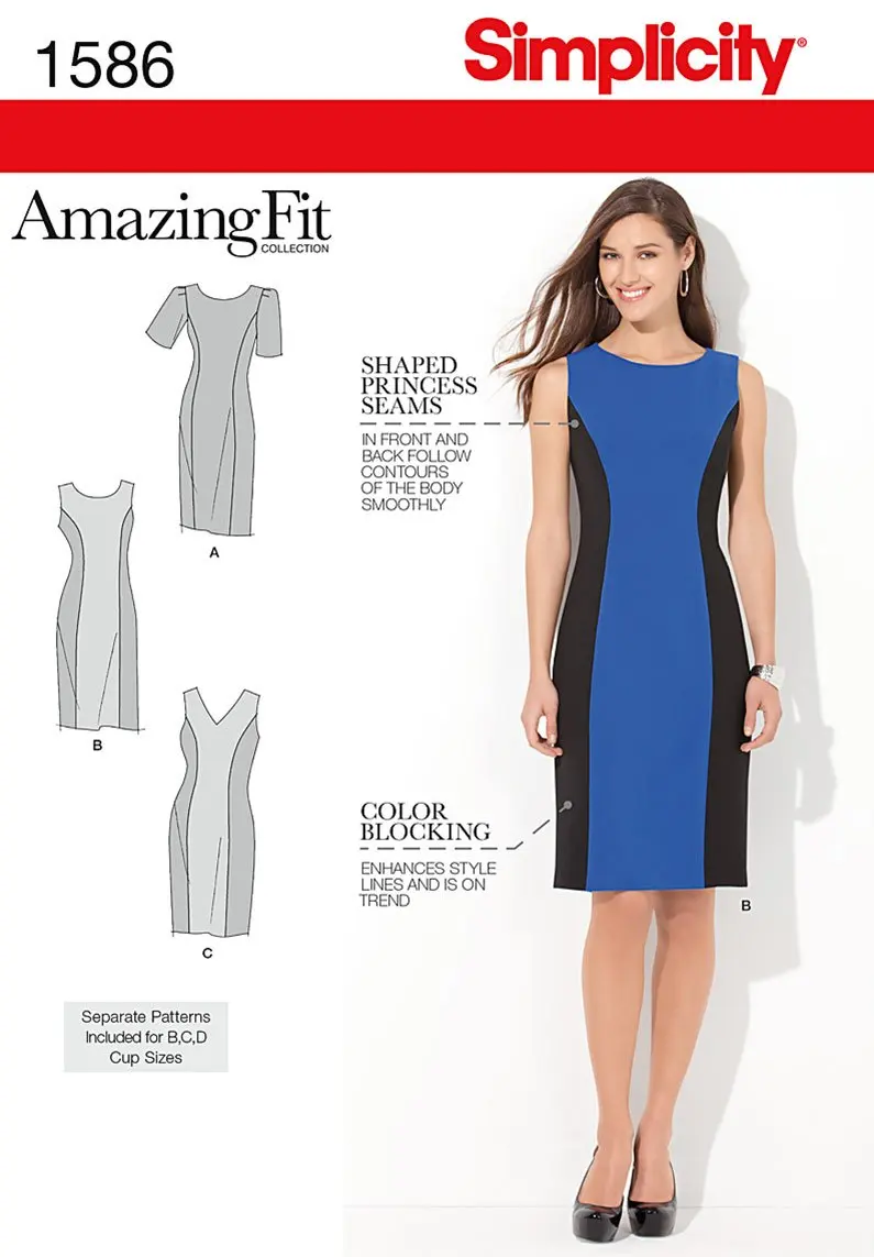 Simplicity 1800 Misses and Plus Size Amazing Fit Dress Sewing Pattern Size AA 10-12-14-16-18
