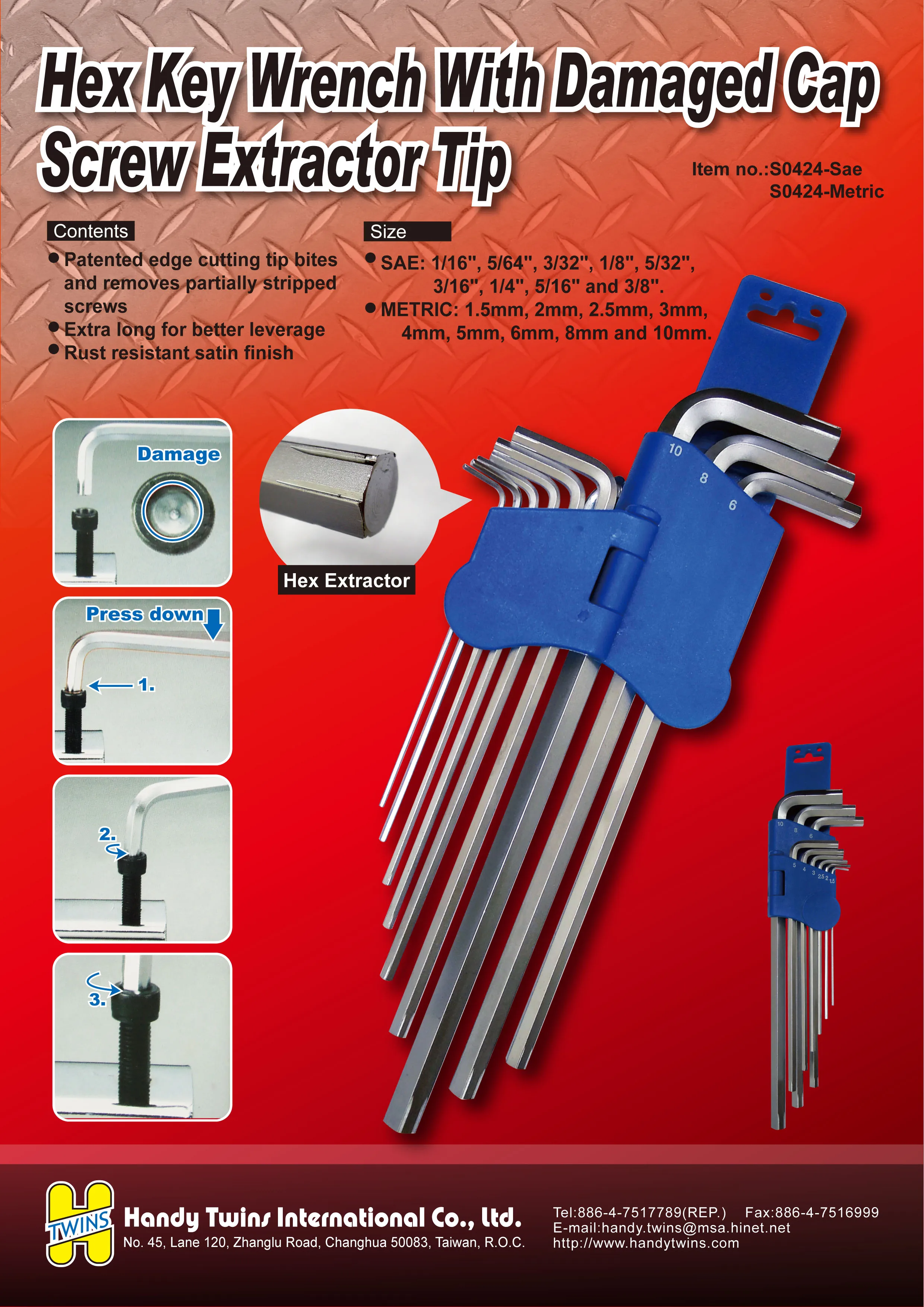 Hex Key Wrench With Damaged Cap Screw Extractor Tip Buy Hex Key Set