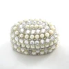 Indian White Pearl Beaded Jewellery Boxes Glittered Metal Trinket Boxes