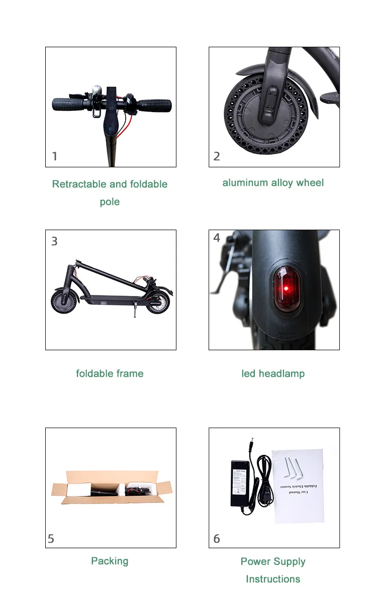 Best Selling Patent Design Factory Price 8.5 Inch 36V 5.2Ah 350W Foldable and CE Certification Electric Kick Scooter