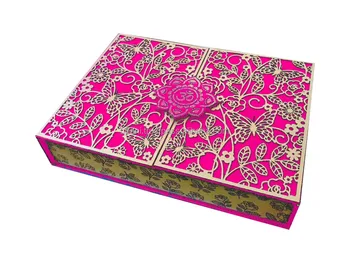 Wedding Indian Card Laser Cut Design Pink Colour Burfi Wedding Indian Card Laser Cut Design Pink Colour