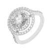 925 Sterling Silver Concentric Circle 7mm Round Cz Halo Ring Wedding Ring Gift For Anniversary