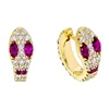 LOZRUNVE 2019 Design Jewelry 925 Silver Micro CZ Small Hoop Snake Shaped Earring with Ruby