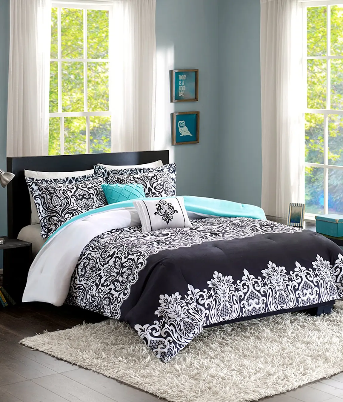 Black Damask Bedding Find Deals On Line Bedding Damask S Comforter Black White Aqua Teal Full Queen Gorgeous Throw Pillows