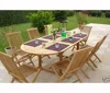 Teak Wood Indonesia 8 Folding Dining Chairs and Table Set Outdoor Garden Furniture