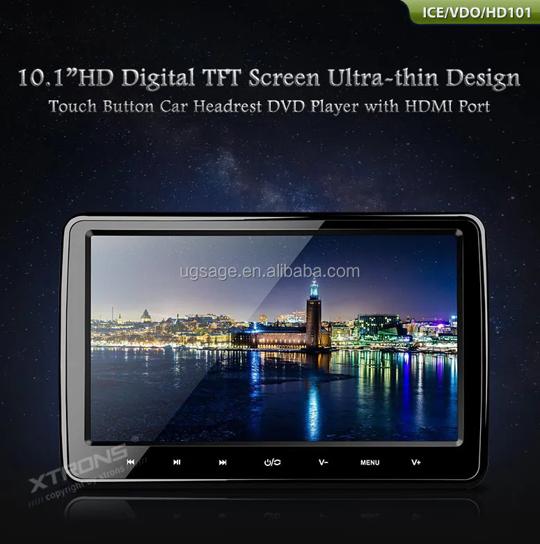 Xtrons 10.1" Car Lcd Monitor Headrest Dvd Player With Hdmi & Headphones ...
