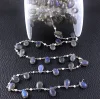 92.5 Sterling Silver Labradorite Faceted Pear Shape Beads Sold Per Foot Rosary Chain