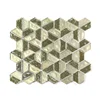 Plastic Mesh-mounted Gloss and Matt Plated Golden Half Hexagon Glass Mosaic Tile for Back Splash