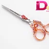 pink handle diamond ribbon narrow blades hair cutting shear