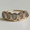 Natural 14k Gold Diamond Polki Faceted Stone Ring