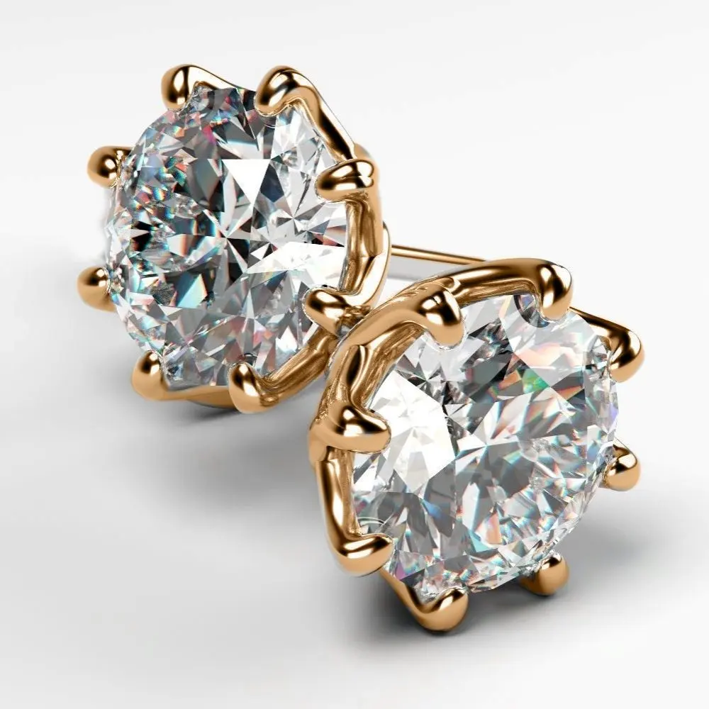 1 80 Carat Studs Classic Diamond Earrings 14k Rose Gold Diamond