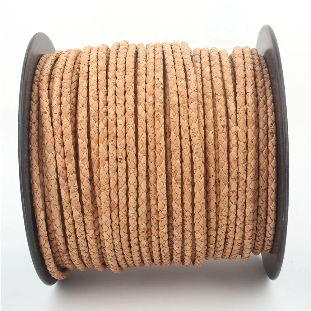 6MM Round Natural cork Braided cork cord Portuguese cork wholesale jewelry supplies /Findings Cor-170
