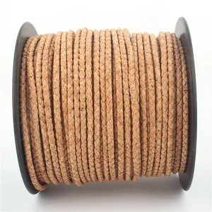 6MM Round Natural cork Braided cork cord Portuguese cork wholesale jewelry supplies /Findings Cor-170
