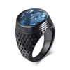 2019 fashion simple stainless steel black sealring with dazzle color shell plane black Signet Ring for unisex gender