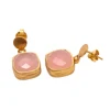 Pink Chalcedony Earrings - 4 Claw Sterling Silver Setting Pink Chalcedony Stud Earring