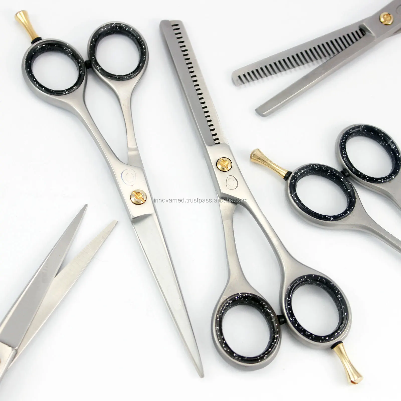 Professional Hairdressing Scissors Barber Thinning Shears Razor Comb ...