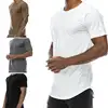 2018 Top Fashion Men Short Sleeve T-shirt Casual Solid Basic O Neck Hip Hop Irregular Hem Slim Fit