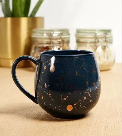 Custom Elegant Design 12OZ Glossy Golden Stars Moon Decal Double Modle Ceramic Coffee Mugs