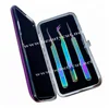 new eyelash extension tweezers set with magnetic case under your logo with attached comb tweezers