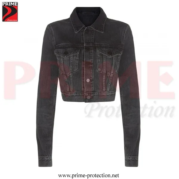 black short sleeve jean jacket