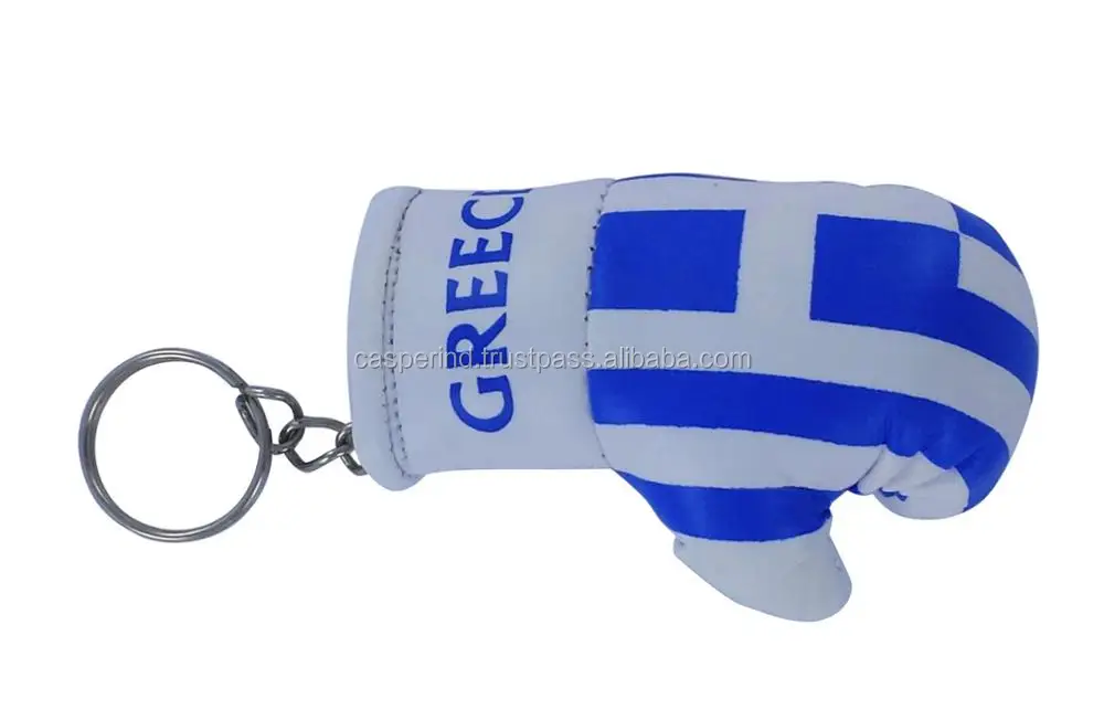 PORTACHIAVI pelle porta chiavi auto keychain Guantoni da boxe bandiera BLU